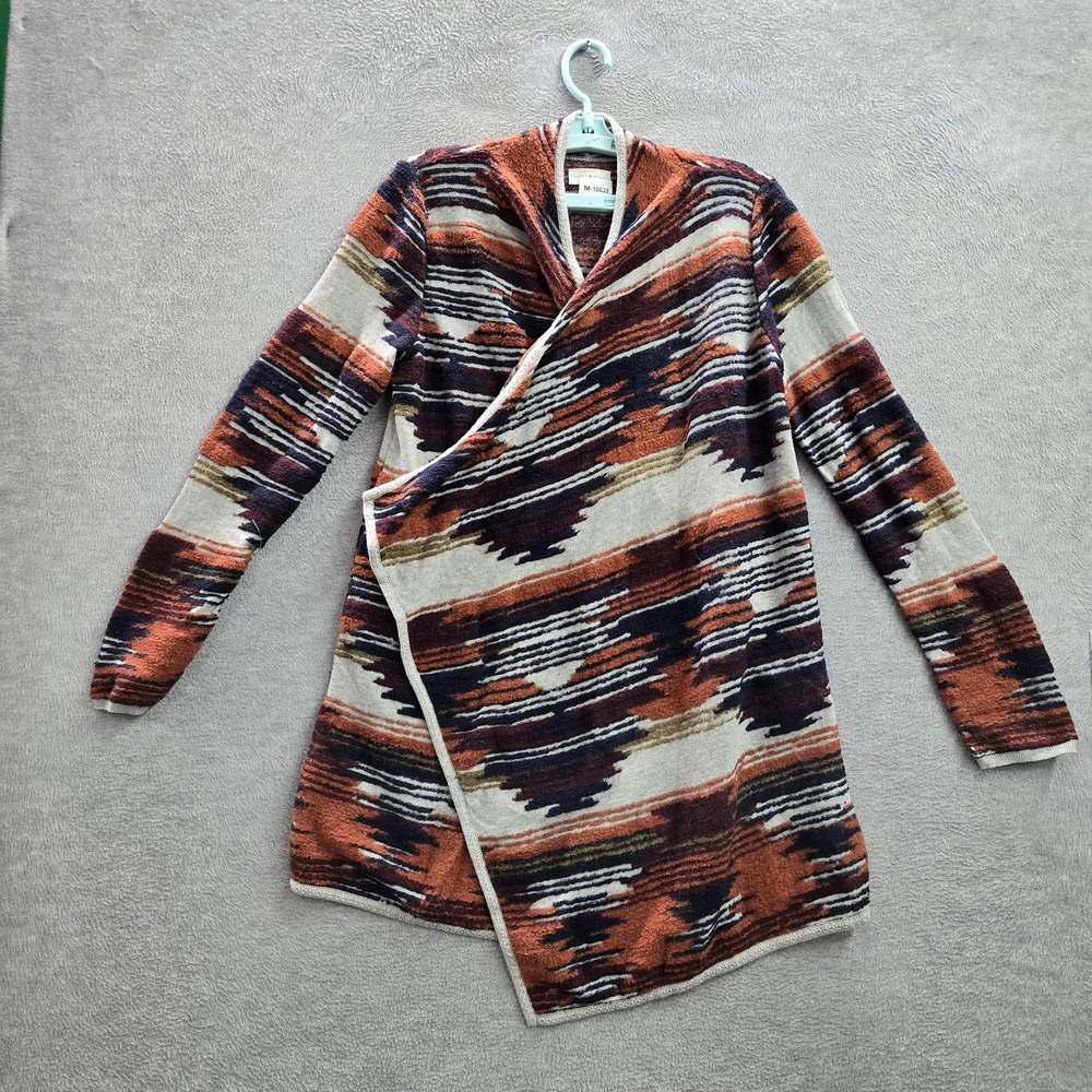 Lucky Brand Women Sweater L/G Rust Geometric Aztec Cardigan Long Sleeve